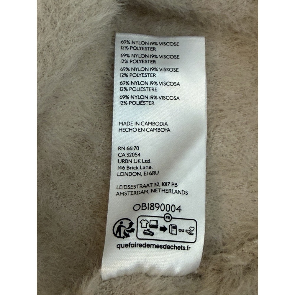 Pilcro Anthropologie Women's Sweater White Beige Fuzzy Soft Animal Print Small - Picture 7 of 8